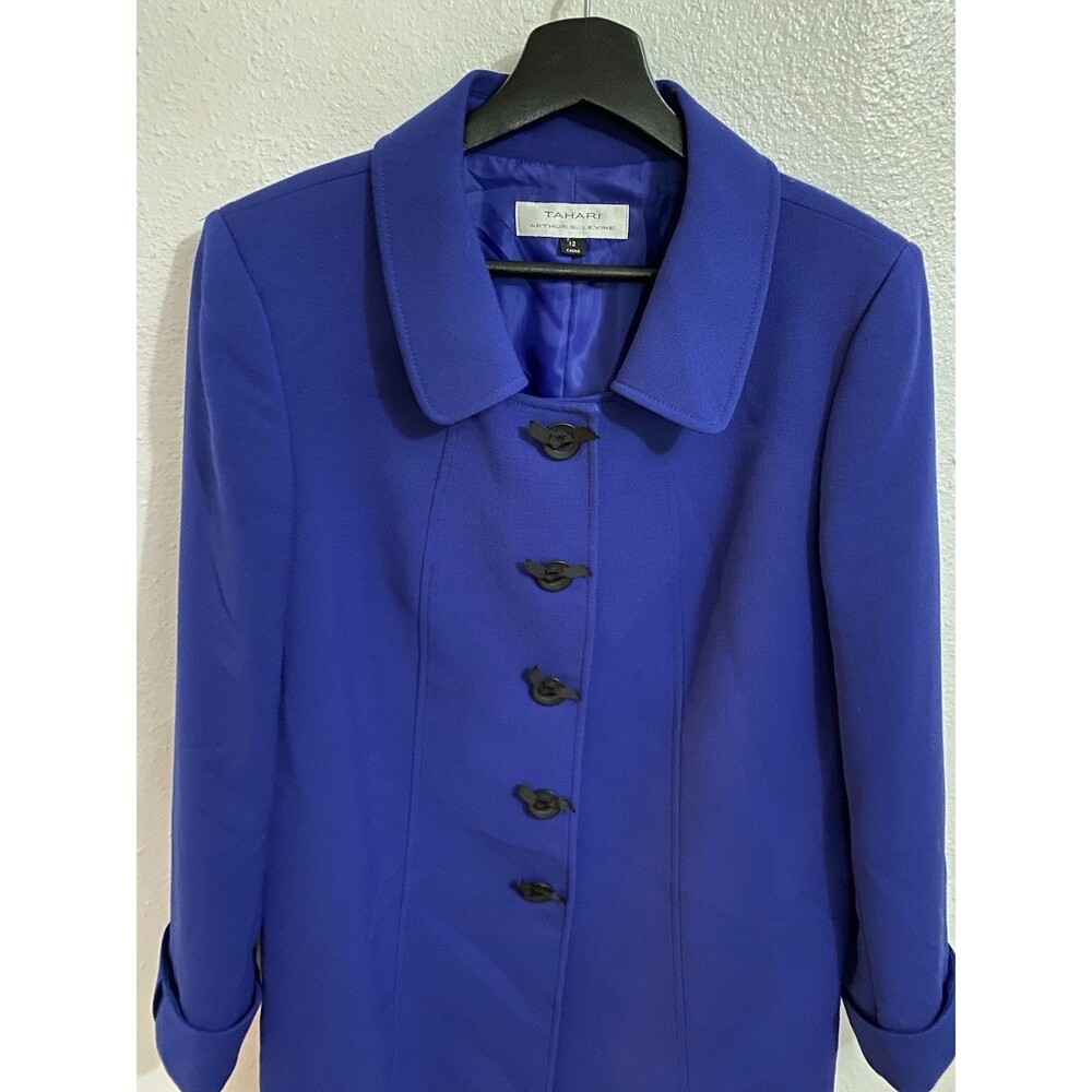 Tahari Arthur S Levine Royal Blue Snap Front Blazer Size 12